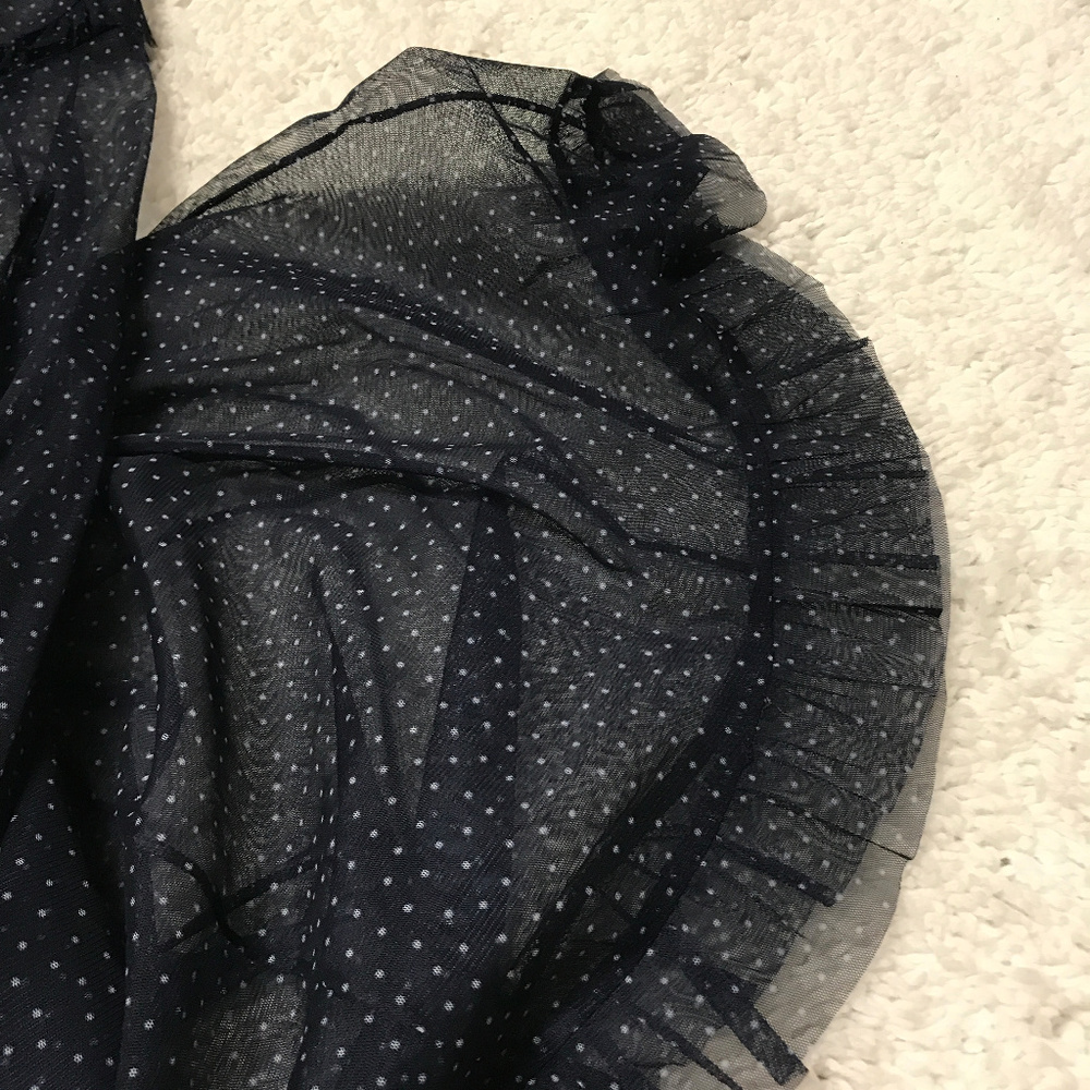 Zara Navy white polka dot Sheer Dress NWOT - Picture 6 of 8